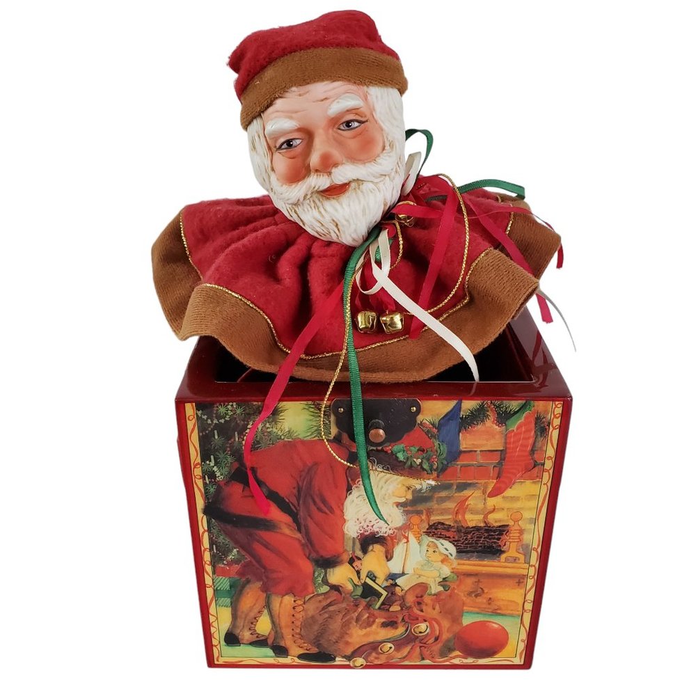 1986 Enesco Musical Jack in the Box Twas The Night Before Christmas 325597 COA